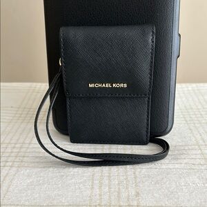 Michael Kors Black Wallet Lanyard